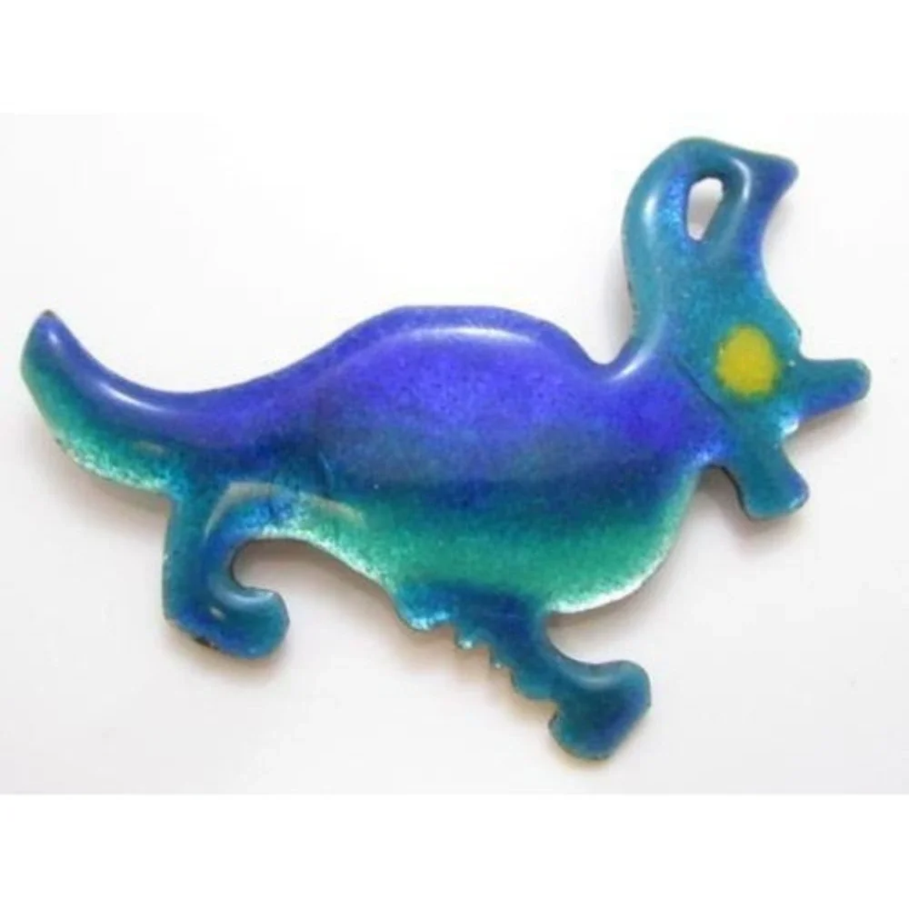 Unusual Antique Victorian‎ Blue & Green Bird Animal Baked Enamel Brooch Pin
